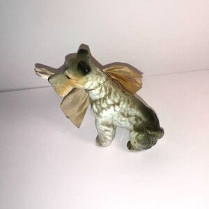 Vintage porcelain Fox Terrier Figurine; vintage bow so cute